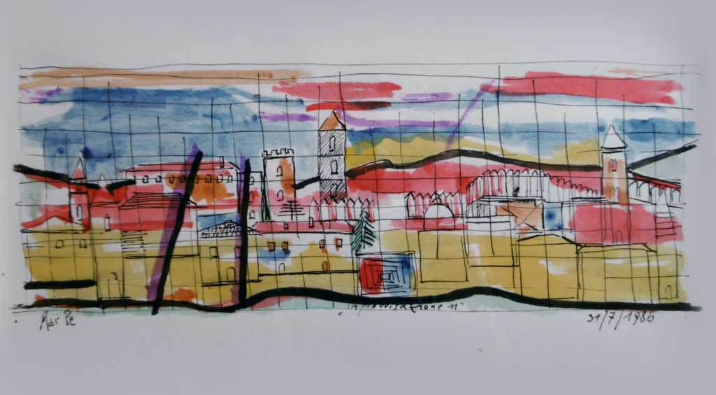 Composizione 11, 1987, acquerello, 20x35 cm