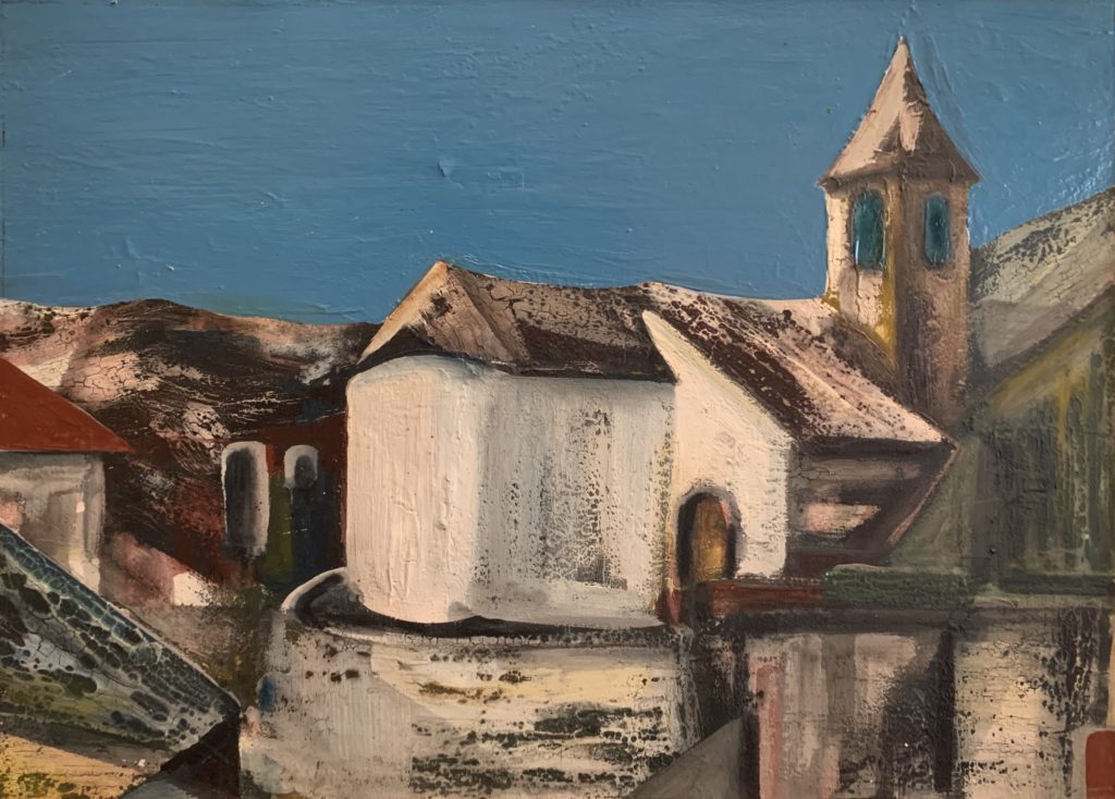 Antica chiesa di Sant Ermete a Calceranica, 1969, olio su tela, 50x70 cm