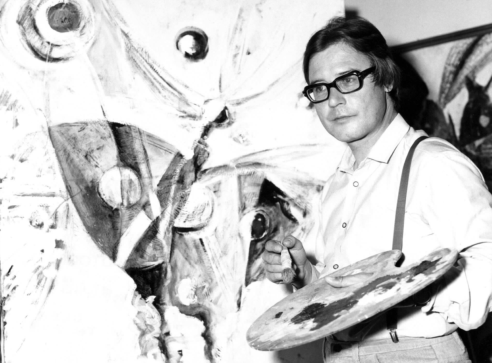 Marco Perazzolli nel 1970 all'opera su 'Farfalla e cerchi'.